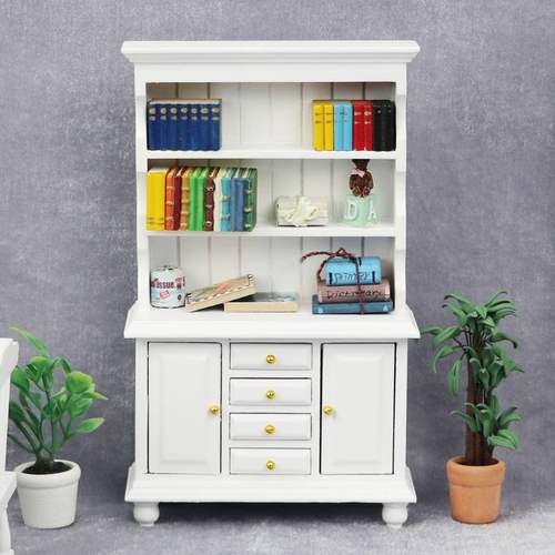 1:12dollhouse模型娃娃屋家具展示柜微缩迷你双门三层立柜家具