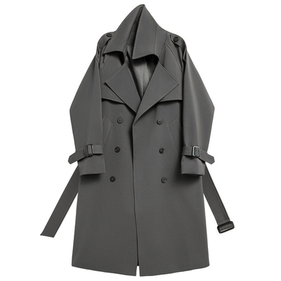 英伦春秋中长显瘦系带风衣