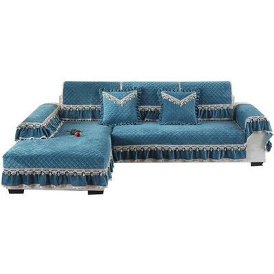 吉丽达千鸟格四季通用布艺沙发垫