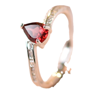 银戒指女925银开口古法情侣对戒水晶宝石素圈尾戒自律石榴石戒指