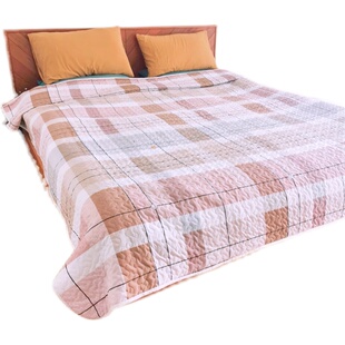 某森家 绗缝床盖单件格子夹棉床单加厚铺盖垫子铺沙发可机洗床品