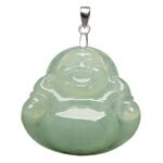 天然缅甸A货翡翠玉佛吊坠女款佛公玉佩弥勒佛挂件笑佛S925银项链