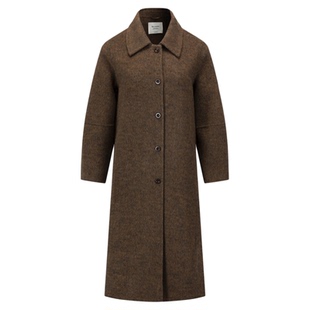 DTLANDO/商场同款25冬新品女装经典翻领单排扣中长款毛呢外套大衣