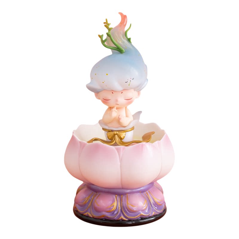 九紫莲台陶瓷莲花底座高颜值摆件