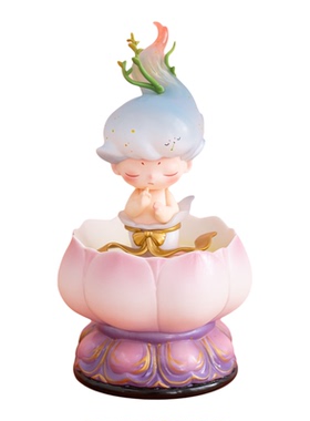 九紫莲台陶瓷莲花底座高颜值摆件