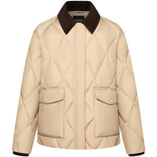 [巴恩风]波司登25冬季新款羽绒服女时尚复古保暖外套灯芯绒衬衫领