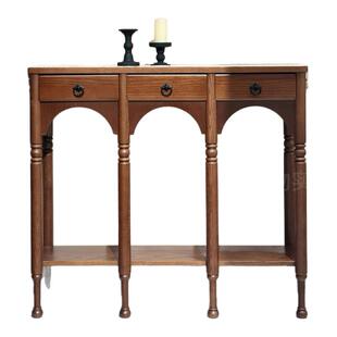 法式实木复古玄关柜客厅装饰边柜置物柜入户门厅走廊靠墙玄关桌