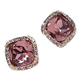 紫色水晶法式耳钉纯银针耳环精致小众设计高级感轻奢气质锆石耳饰