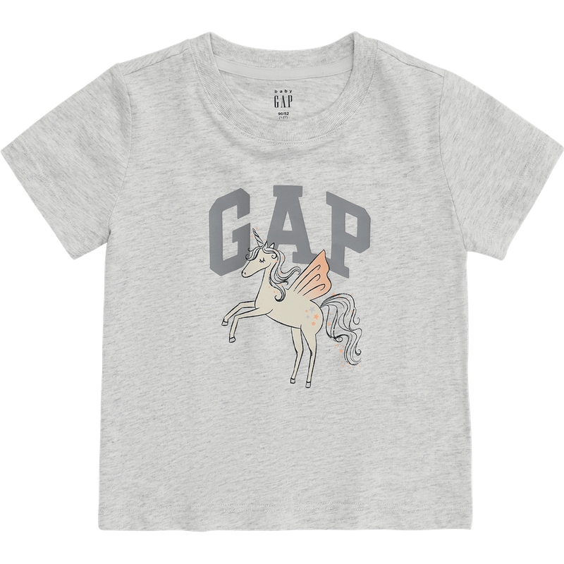 Gap女幼童2024春夏新款纯棉印花图案圆领短袖T恤儿童装上衣430240