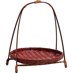 竹编茶点盘茶道收纳竹篮 围炉煮茶配件 水果盘零食盘点心盘干果篮