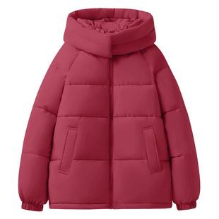 班尼路圣诞红色棉服棉袄女款2025新款冬季新年战袍本命年面包服M