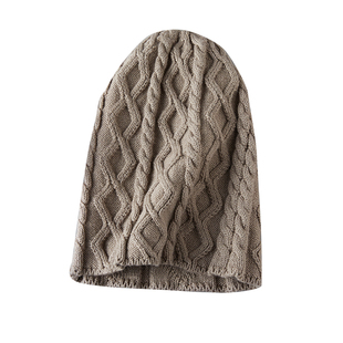 丝羊毛针织绞花亲子帽立体编织不压头顶软糯舒适百搭保暖套头帽