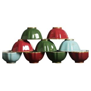 七月长陶瓷主人杯 手绘青花蝶恋花六角杯 复古茶具景德镇华隐堂