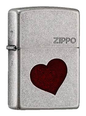 zippo打火机仿古银爱情指纹 正品官方旗舰防风煤油打火机送男友礼