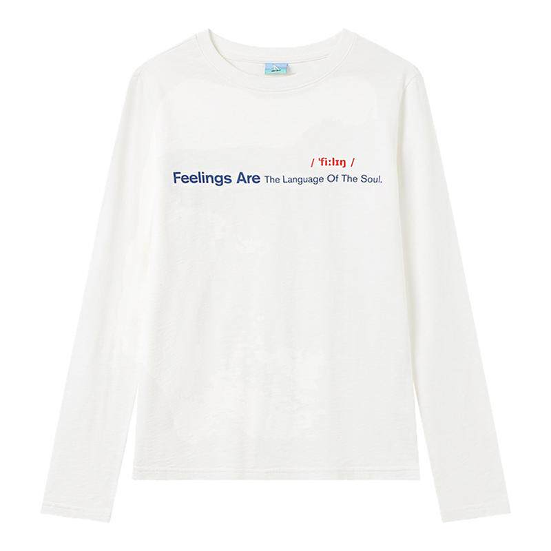 CryingCenter 竹节棉软糯字母印花长袖宽松chill 正肩基础 tee