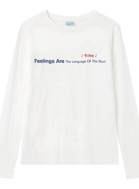 CryingCenter 竹节棉软糯字母印花长袖宽松chill 正肩基础 tee