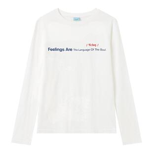CryingCenter 竹节棉软糯字母印花长袖宽松chill 正肩基础 tee