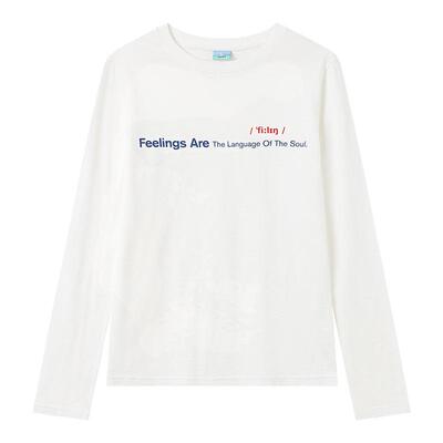 CryingCenter 竹节棉软糯字母印花长袖宽松chill 正肩基础 tee