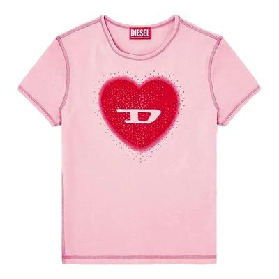 DIESEL/迪赛 26春夏新款女士D LOGO心形印花短袖T恤银泰 300217