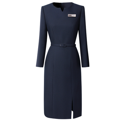 干练职业连衣裙女春秋气质修身收腰柜姐导购工作服售楼部前台工装