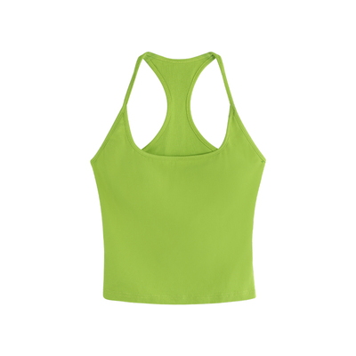 NEVA HU 绿色带胸垫工字吊带背心女夏设计感修身美背辣妹短款上衣