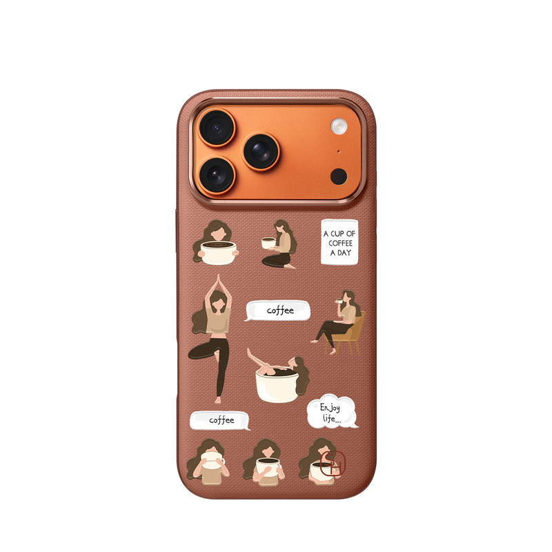 SHEHENG ×咖啡时间适用苹果17promax手机壳新款iPhone17Pro防摔磁吸复古简约高级轻奢保护套ko1带磁吸卡包