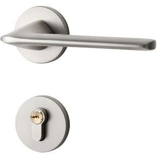 银色卧室门锁室内门把手磁吸静音房间木门锁镍拉丝家用分体房门锁