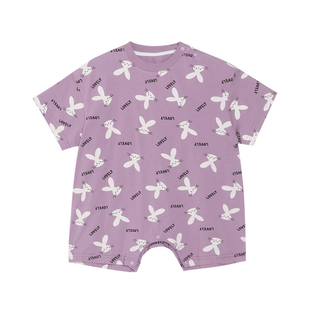 小O爸男婴童 宝宝满印T恤哈衣夏季可爱连体衣2025年新款婴儿爬服