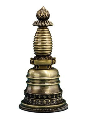 藏式合金八吉祥噶当塔供具摆件家