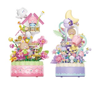 月光社RiCO和FARMEROB寻找独角兽八音乐盒积木diy玩具节日礼物