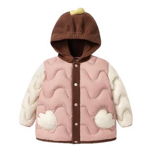 迷你巴拉巴拉女童三防羽绒服宝宝保暖连帽外套冬装儿童轻薄款上衣