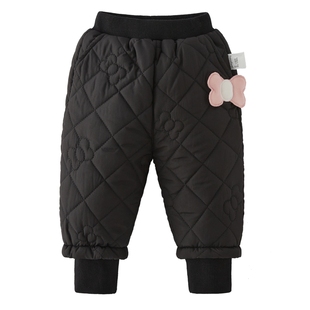 [远红外锁温]儿童夹棉裤子宝宝菱格加厚棉裤女童冬季加绒休闲卫裤