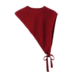 2025新款安克拉红披肩女外搭高级感系带三角形小坎肩马甲叠穿红色