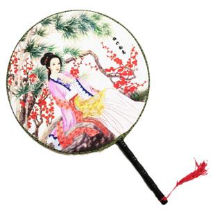 圆扇子宫廷风团扇古典仕女桃花图杨贵妃古风舞蹈扇子古装拍摄道具