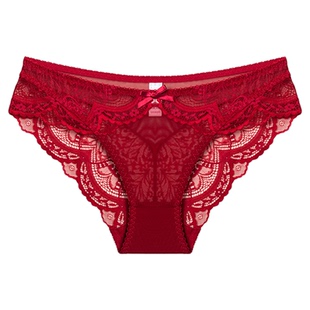 维多利亚多培尔本命年红色内裤女纯棉抗菌档无痕薄性感蕾丝三角裤