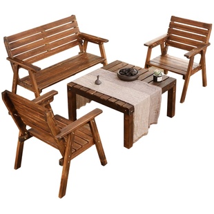 防腐木户外沙发庭院室外防水防晒家具露天露台椅花园阳台茶几院子