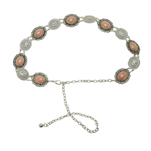 复古棕色西部风铆钉腰带女小众花朵贝壳腰链配裙子牛仔裤腰封装饰