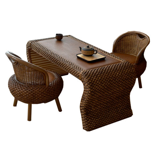 阳台藤编茶桌椅组合家用喝茶休闲茶几小户型简约茶艺功夫茶台桌子