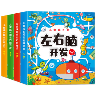 儿童左右脑全脑开发思维逻辑训练书2-3-4-6岁5儿童益智早教启蒙认知书专注力训练幼儿园小中大班练习册数学逻辑连线迷宫书每日一练