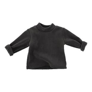 男童秋冬款韩版加厚保暖打底衫婴儿纯色百搭长袖T男宝宝德绒上衣