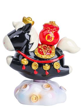 马年生肖小马财财转转乐摆件