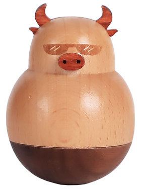 简约可爱礼物家居实木制工艺品不倒翁摆件装饰品木偶创意卡通动物