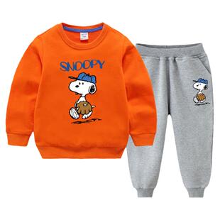 史努比儿童宝宝春秋卫衣套装纯棉男女童秋款潮洋气童装运动服春装