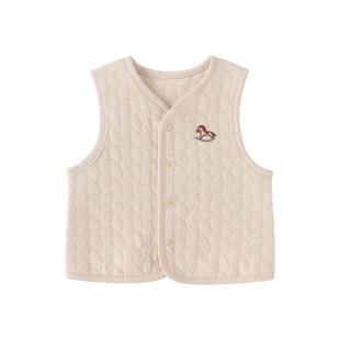 babylove婴儿马甲秋冬季薄夹棉坎肩宝宝彩棉纯色百搭马夹保暖上衣