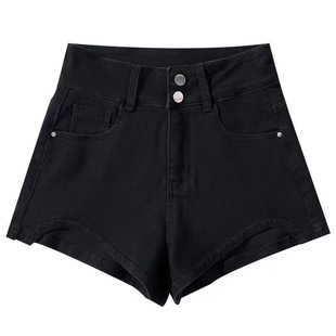 李李服饰加绒咖色不规则弧形牛仔短裤女2025冬季新款高腰包臀热裤