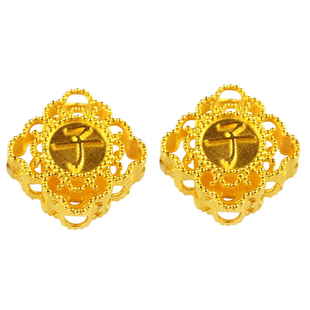 金佛爷18k金手工古法金动物十二生肖三合隔珠diy手链编绳材料配件