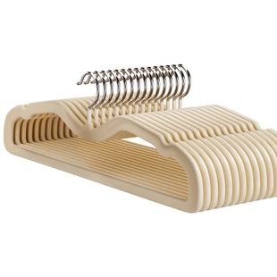 佳帮手植绒短颈衣架省空间家用缩脖衣服撑子防滑无痕不伤衣晾衣架