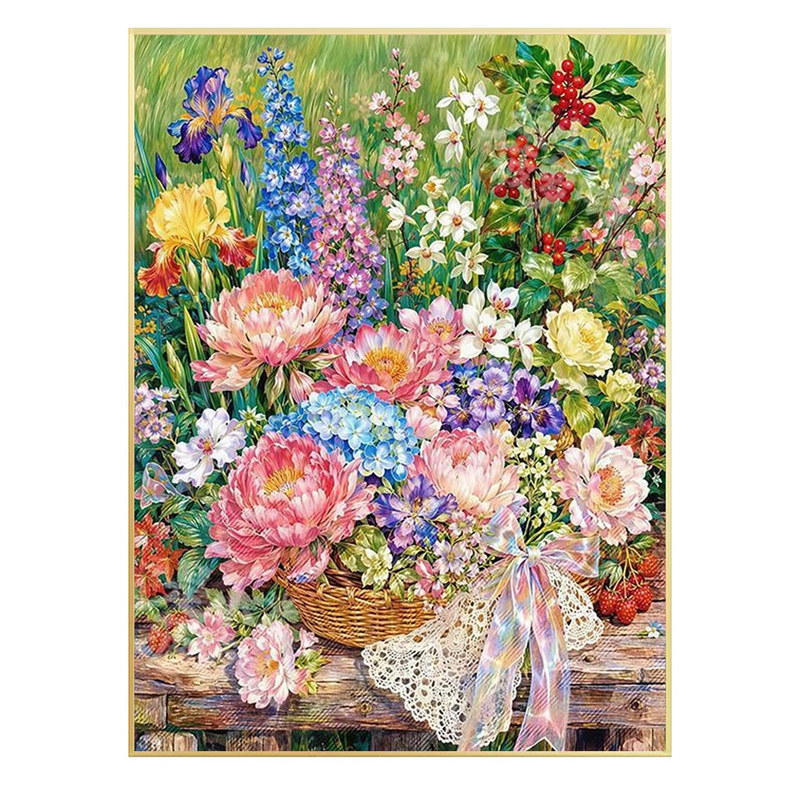 5d生如夏花钻石画方钻2026新款花篮鲜花贴砖石秀十字绣治愈系花卉