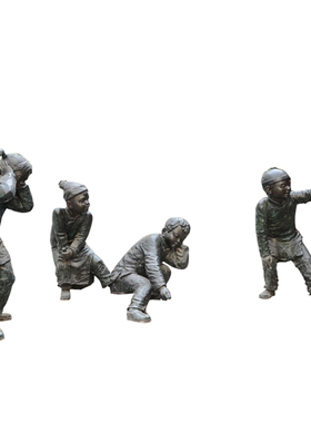 校园景观小品童趣小孩放鞭炮民俗商业街玻璃钢人物雕塑艺术装饰