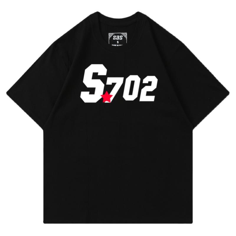 S702国潮基础圆领短袖T恤男女情侣街头嘻哈260g重磅宽松百搭短袖